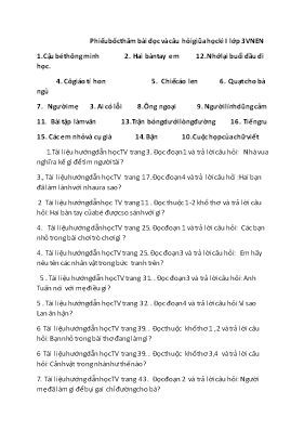 Câu hỏi giữa học kì môn Tiếng việt lớp 3